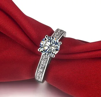 1 Karaat Valge Kuld 14K Neli Prongs Ringi Atraktiivne Test Positiivne Moissanite Naiste abielusõrmus Ilus Disain, Pruudi Sõrmus