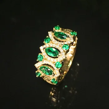 18K Kuld Lab Loodud Smaragd ja Moissanite Teemant Sõrmus riiklik tunnistus
