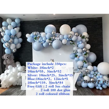 350Pcs/Palju Beebi 1. Sünnipäevaks Teenetemärgi Õhupalli Inflator Pump Hõbe Macaron Sinised Õhupallid Taustaks Baby Shower Tarvikud