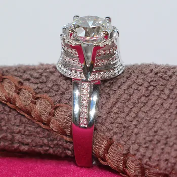 3Ct Suurepärane Geniaalne Teemant Sõrmus Naistele 925 Sterling Hõbe Luksuslik Valge Kulla Värvi Aastapäeva Ehted
