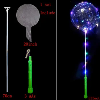 50 Sätestatud LED Bobo Õhupalli Läbipaistev Mull Palli Müüa Lahtiselt Palju Sisaldavad 20inch Ballon 70cm Stick 3m String Pulmad Sünnipäev