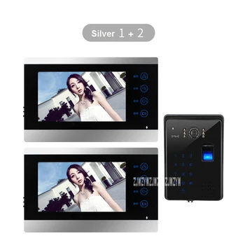 7-tolline Ekraan, Sõrmejälje Parool Traadiga Video Uksekell Intercom Video Ukse Telefon Kodu Ukse Video Süsteem TK-801C+813C 100-240V