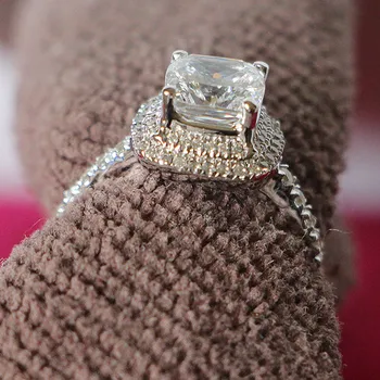 Allergeenivabad Päris Hõbedast 925 Sterling Naised Ringi Elegantne 1Ct Padi Lõigatud Teemant Sõrmus Naistele