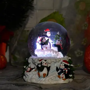 Armas Jõulud Pingviin Kristallkuul Muusika Box Automaatne Lund Muusika Box, Värviline Valgus Täiuslik Xmas Sünnipäeva Kingitus
