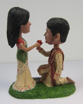 Fedex tasuta kohaletoimetamine Isikupärastatud bobblehead doll India ettepaneku pulm kingitus, pulm teenetemärgi polyresin