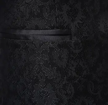 FOLOBE Smoking 2 Töö Jacquard Sobiks Luksus Must Kostüüm Mariage Homme Mens Sobib Püksid Vintage Meeste Ülikond Briti LS1629
