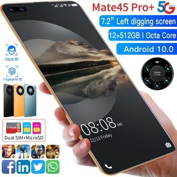 Globaalne Versioon Mate45 Pro+ 7.2 Tollise Nutitelefoni täisekraan Okta Core 24MP + 48MP 8GB 256GB 4G LTE 5G Võrgu Mobiiltelefoni