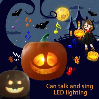 Halloween Flash Rääkivad Animeeritud Led Kõrvits Projektsioon Lamp Jack-o-lantern Naljakas Imelik Väljend Pool Decor Rekvisiidid