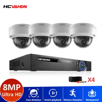 HCVAHDN 8.0 MP Öise Nägemise Järelevalve Süsteemi 4CH H. 265+ P2P 4K AHD DVR/Väljas Veekindel Kodu CCTV Kaamera Infrapuna valgus