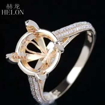 HELON 10-11mm Ring Tahke 10K Kollane Kuld Valmistada Looduslikust Teemandist, mis on Pooleldi Mount kihlasormus Seadmine Naiste Parim Kingitus Sünnipäevaks