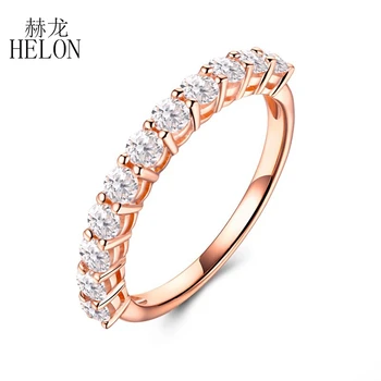 HELON Moissanite Ring Tahke 14K Rose Gold AU585 Test Positiivne Moissanite Teemant Engagement abielusõrmus Naistele Trahvi Ehteid