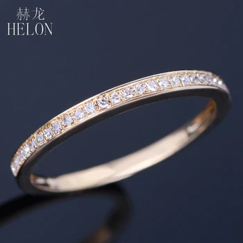 HELON Tahke 14K Kollane Kuld on 0,10 CT Tõeline Looduslike Teemantidega Kaasamine abielusõrmus Naistele Aastapäeva Fine Ehted Teemant Sõrmus