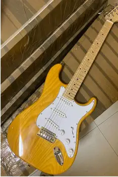 Hiina kitarr tehases kohandatud naturaalsest puidust kollane tuhk puidust kere Kitarr Electric Guitar Reaalne foto tippkvaliteediga laos E918