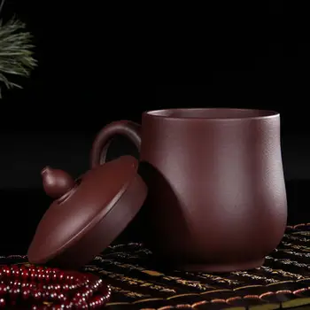 Hot Müük Yixing käsitöö lilla cup Maagi Zhu muda Reljeef kujutab ploomi Office teacups kinkekarbis Tasuta Shipping