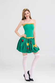 Jõulud cosplay kostüüm Jõulude roheline elf seelik cosplay baar kostüüm Jõulupuu seelik