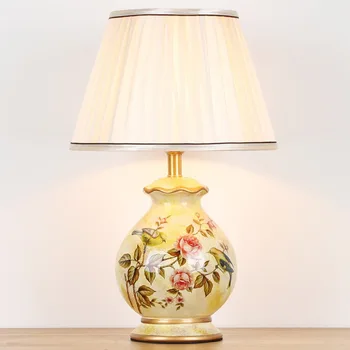 Keraamilised Hiina Uus Tabel Lamp Klassikalise Ameerika Mudel Room Hotel Elutuba Öö Valguses