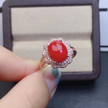 KJJEAXCMY trahvi ehteid 925 sterling hõbe inkrusteeritud natural red coral ringi uued naiste gemstone ring luksus toe testi