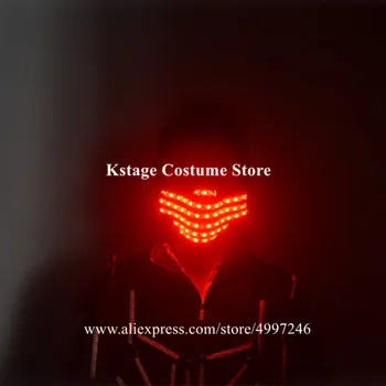 KS79 Pool cosplay dance kannab led mask dj värviline RGB valgus, kostüümid helendav robot mehed Halloween täita kleit varustus disco