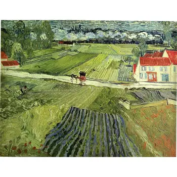 Käsitöö õlimaal reprodutseerimise Vincent Van Gogh Kõrge kvaliteediga Maastik Vedu ja Rongi elutuba decor