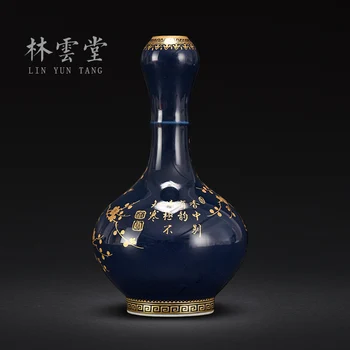 Kütuste käsitsi maalitud vindid tasu ploomi-ji sinine vaas jingdezhen küüslauk käsitsi valmistatud keraamiline vaas sisustustarbed