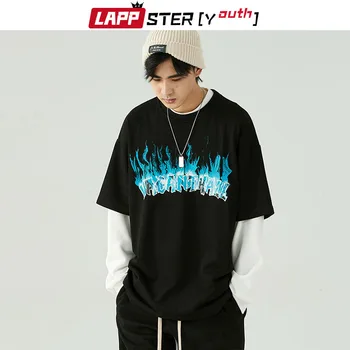 LAPPSTER-Noorte Meeste Streetwear Harajuku Liiga Topp 2021 Mens korea Segast Vintage Sviitrid Mees Kaks Tükki Dressipluus