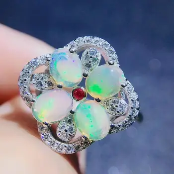 Looduslik opaal naine rõngad hea tule salapärane 925 hõbe Eri värvi kivid
