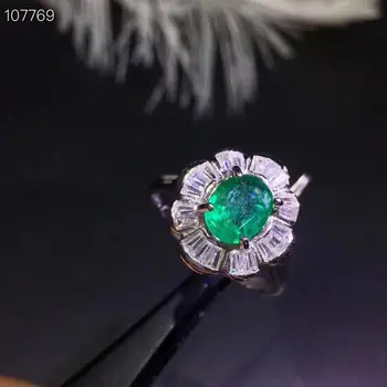 Looduslik smaragd ring Tasuta kohaletoimetamine 925 sterling hõbe 6*8mm gemstone Trahvi ehteid