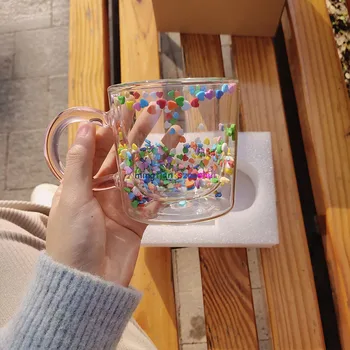Loominguline Lapselik Värv Armastuse Polka Dot Vee Tassi Raba läbipaistev kahe klaasi vee tassi tüdruku karika