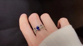 Luksuslik Rikkuse lai võra S925 hõbe looduslik sinine safiir pärl ring loomulik gemstone ring naine, tüdruk, pulmad kingitus ehted