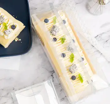 Läbipaistev Kook Rulli Pakend Karp koos Käepide Eco-sõbralik läbipaistvast Plastikust Cheese Cake Box Küpsetamine Šveitsi Rulli Kastis LX1031