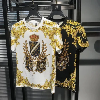 Meeste 3D Lühikeste varrukatega Luksus Trükkimine Barokk Suvel Hip-Hop Brändi T-Särk Disain kalli Trend Tops
