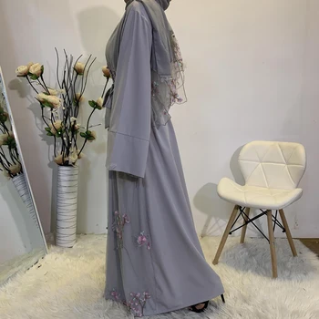 Moslemi Naised 3D Lille Tikandid Abaya Avatud Kimono Araabia Jilbab Pikk Kleit Islami seal kaftan Rüü Pool Õhtul Elegantne Kleit Sügis
