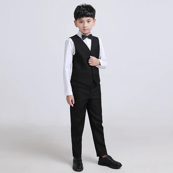 Must Poiste Ülikonnad, Formaalsed Pulmapidu Ülikonnad, Komplektid Lastele Pintsak Vest Püksid 3TK Set Varustus Lapsed Tulemuslikkuse Kleit, Kostüüm