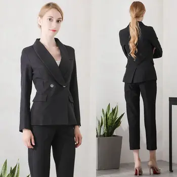 Naiste Kollane ülikond Komplekti naiste mood slim sobiks Bleiserid&pliiats püksid kaks komplekti Office lady Erialase töö riided pant sobib