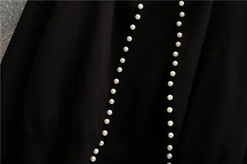 Naiste Pluss Suurus Must Ülikond Pearl Kampsun Kampsun, Jakk, Mantel Peal Ja Rihm Kleit, Kahe-Osaline Komplekt, Elegantne Riided Asukoht Riided