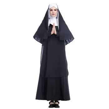 Neitsi Maarja Nunnad Kostüümid Naiste Seksikas Pikk Must On Vigur Paha Nunna Kostüüm araabia Religioon Munk Vaimu Ühtne Halloween