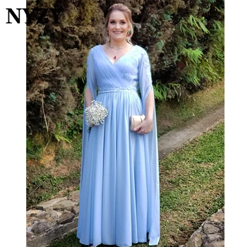 NYZY M363 Elegantne Sifonki Cape Pikkade Varrukatega Ema Pruut Kleidid 2021 vestidos de fiesta Vestidos de Madrina