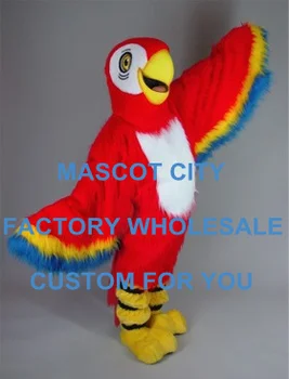 Pikad Juuksed, Punane Macaw Maskott Kostüüm Palus Papagoi Linnud Maskott Mascota Riided Sobiks Fancy Kleit Cosply Karnevali Kostüüm SW560