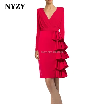 Pikkade Varrukatega Venitada Jersey Red Ema Pruut Kleidid 2020 NYZY M271 Ametlik õhtukleit