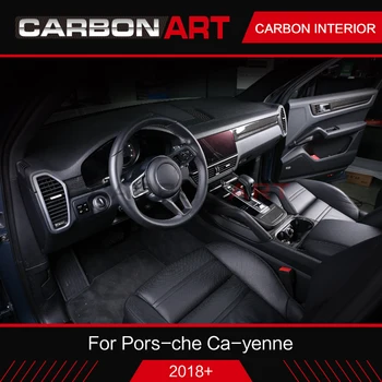 Päris Carbon Fiber Jaoks porsch ca-yenn 2018+ salongi ukse dashbord Trimmib Car Styling süsinikkiust salongi ukse dashbord