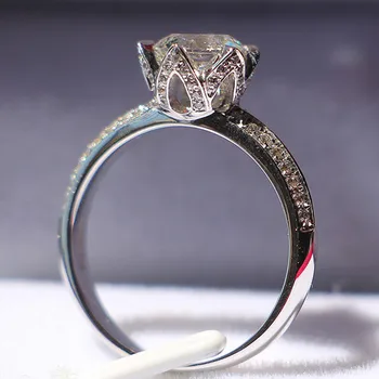 Päris Pimestav 2Ct Ringi Lõigatud Teemant abielusõrmus Mirco Sillutatud Bling Ehted Solid 18K 750 Valge Kuld Sõrmus Naine Ehted