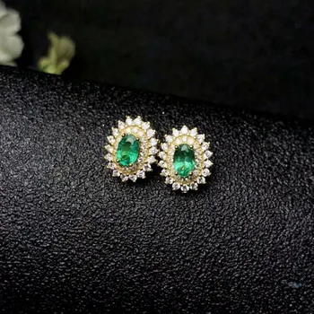 SHILOVEM 925 sterling hõbe Loomulik Emerald kõrvarõngad classic fine Ehted naiste pulm hulgimüük naiste yge040601agml