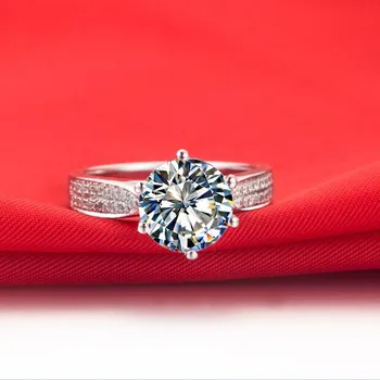 Star-spangled 1Ct Ringi Lõigatud Teemant kihlasormus Solid 18K Valge Kuld abielusõrmus Koos Kasti AU750