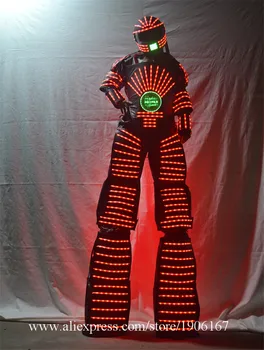 Stilts Walker RGB LED Tuled Tantsija Kostüüm Värviline Led Robot Meeste Ülikond Tulemuslikkuse Elektroonilise Muusika Festival DJ Show Riided