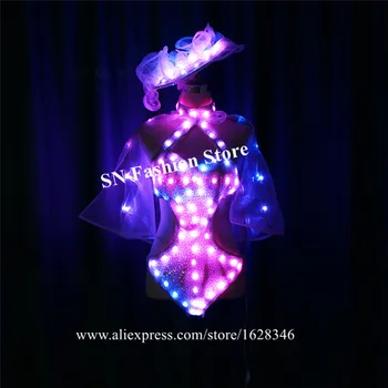 TC-213 Programmeeritav LED kostüümid, lava tantsu kannab täieliku värv varjatud ds bikiinid värvikas naised kleit, pidu seelik täita riietama dj