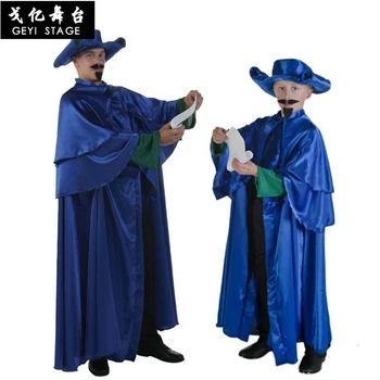 Täiskasvanud pikk sinine nõid halloween cape ja varjatud halloween riideid cosplay assistent koroner jaoks on laps