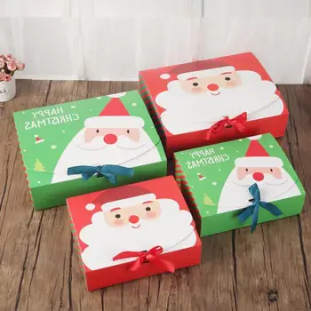 Unikaalne Jõululaupäev Suur Kingitus Kasti Santa & Haldjas Disain Papercard Kraft Käesoleva Isiku Poolt Aktiivsuse Kasti Punane Roheline Hulgimüük