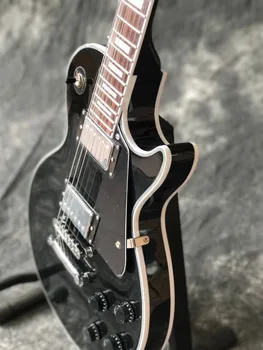 Uued kvaliteetsed musta värvi koos Chrome riistvara electric guitar,Custom guitarra,must pickguard gitaar.1piece kaela 1piece keha