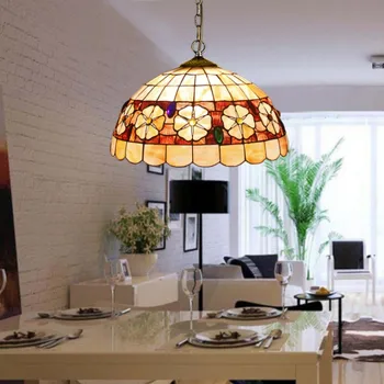 Vahemere Barokk Pastoraalne Füüsiline Kest Ripats Kerge, Tiffany LED Seashell Ripats Lamp Home Decor Lighting Fixture